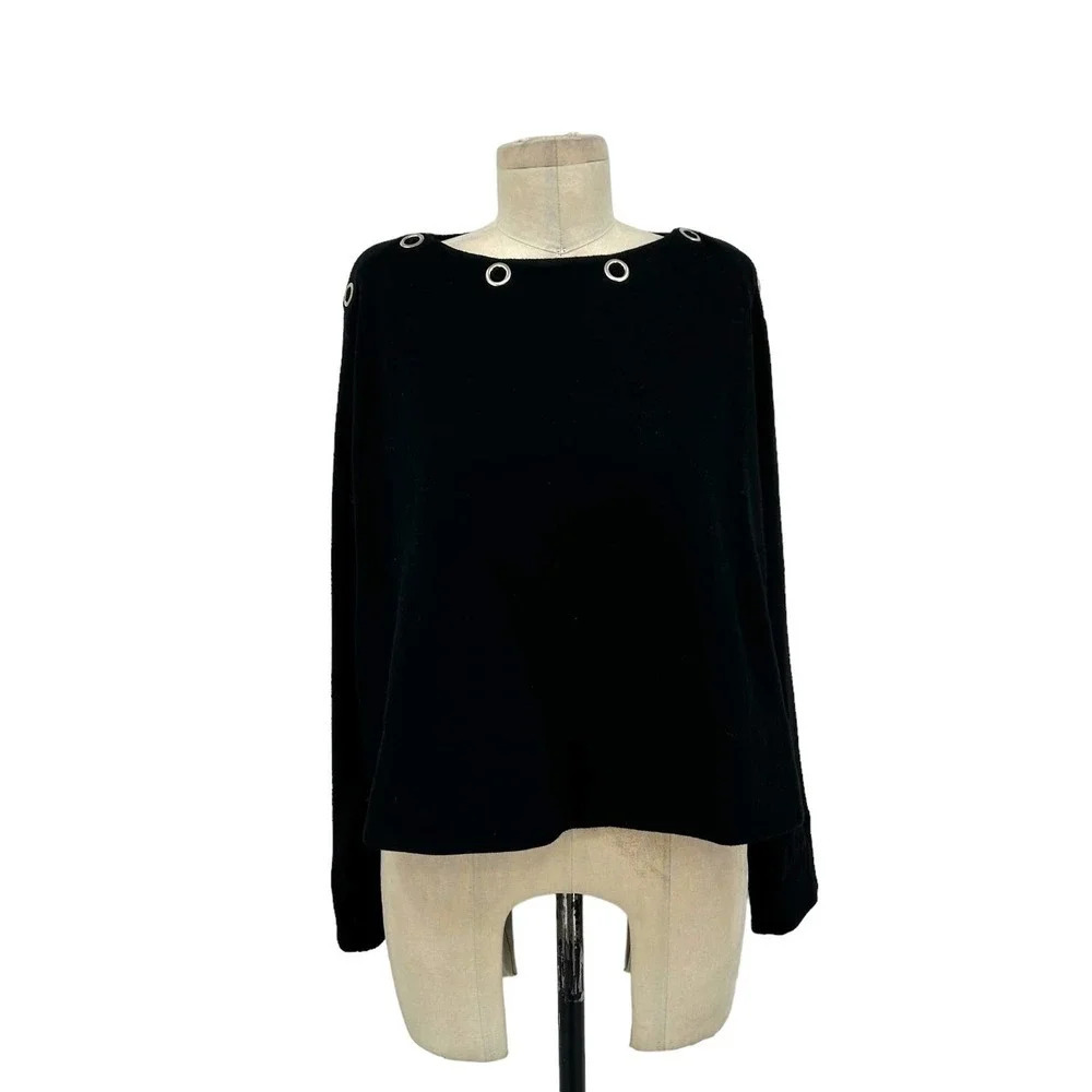 Pringle of Scotland for Shari's Black Grommet Neck Sweater Size‎ US 4